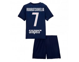 Paris Saint-Germain Khvicha Kvaratskhelia #7 Primera Equipación Niños 2025-26 Manga Corta (+ Pantalones cortos)